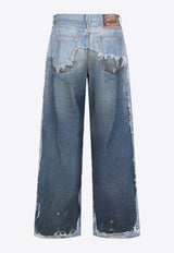 Distressed Paneled Jeans