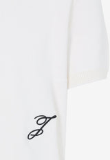 Signature J Ribbed Knit Polo T-shirt