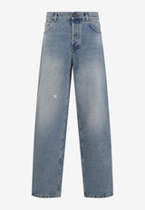Straight-Leg Washed Jeans