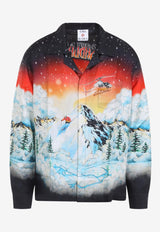 Graphic-Print Long-Sleeved Silk Shirt