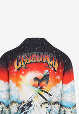 Graphic-Print Long-Sleeved Silk Shirt