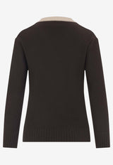 V-Neck Sweater in Wool and Cashmere