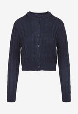 Crewneck Cropped Silk Cardigan