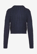 Crewneck Cropped Silk Cardigan