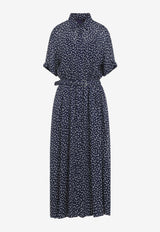 Printed Short-Sleeved Midi Dress