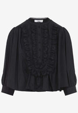 Long-Sleeved Cropped Flowy Blouse