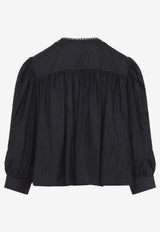 Long-Sleeved Cropped Flowy Blouse