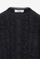 Long-Sleeved Cropped Flowy Blouse