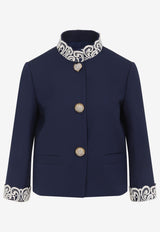 Lace-Insert Virgin Wool Jacket