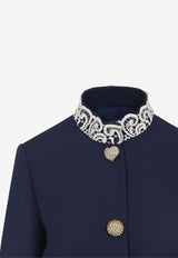 Lace-Insert Virgin Wool Jacket