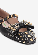 Bowow Studded Mary-Jane Ballet Flats