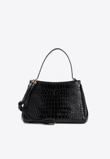 Medium Rodeo Top Handle Bag in Croc-Embossed Leather