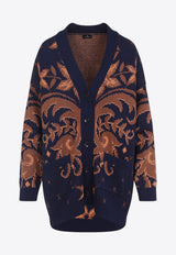 Paisley-Jacquard Wool Cardigan