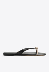 Salvatore Ferragamo Abibi Mini Bow Leather Flip-Flops Black 07829011BLE/Q_FERRA-NB