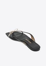 Salvatore Ferragamo Abibi Mini Bow Leather Flip-Flops Black 07829011BLE/Q_FERRA-NB