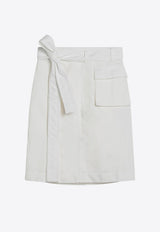 Ferragamo Mini Wrap Skirt in Cotton Blend White 0783849CO/Q_FERRA-BI