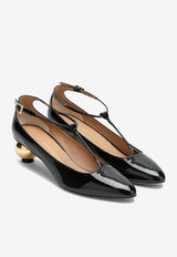 Ferragamo Tania 40 T-strap Pumps in Patent-Leather Black 07848751CLE/R_FERRA-NB