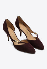 Ferragamo Moreen 70 Suede D'Orsay Pumps Bordeaux 07849381CSUE/R_FERRA-DB