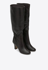 Ferragamo Jannette 70 Ruched Leather Knee-High Boots Brown 07869031CLE/R_FERRA-TT