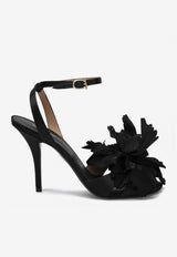Ferragamo Ghilly 95 Flower Applique Sandals Black 07875961CSI/R_FERRA-NR
