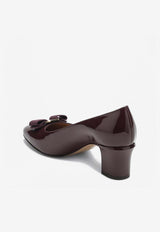 Ferragamo Vara 55 Shiny Naplak Leather Pumps Plum 07907611CLE/S_FERRA-PB