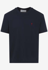 AMI PARIS Crewneck T-shirt with Embroidered-Logo Navy