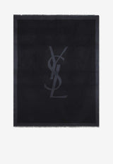 Saint Laurent Silk Scarf with Logo-Print Black