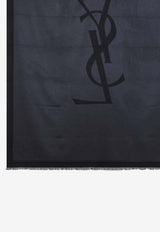 Saint Laurent Silk Scarf with Logo-Print Black