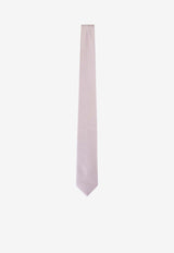 Brioni Silk Tie with Embroidered Polka-Dot Pink