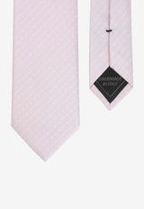Brioni Silk Tie with Embroidered Polka-Dot Pink