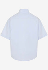 AMI PARIS Oxford Boxy Short-Sleeved Shirt Light Blue