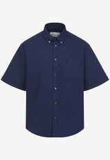 AMI PARIS Oxford Boxy Short-Sleeved Shirt Navy