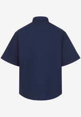 AMI PARIS Oxford Boxy Short-Sleeved Shirt Navy