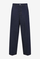 AMI PARIS Balloon-Fit Jeans with Logo-Patch Indigo
