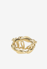 Chloé Chain and Logo Brass Ring Gold