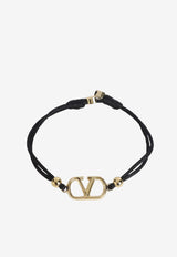 Valentino VLogo-Charm Adjustable Bracelet Black