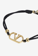 Valentino VLogo-Charm Adjustable Bracelet Black