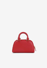 Valentino Leather Bowling Top Handle Bag Red
