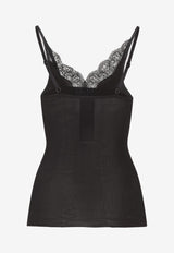 Lace-Insert Silk Tank Top