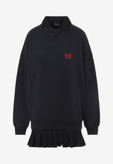 Logo-Embroidered Mini Hybrid Dress