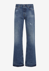 Distressed Straight-Leg Jeans