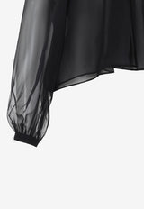 Floral-Applique Sheer Blouse