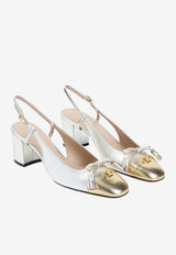 Valet Du Roi 60 Slingback Pumps in Metallic Leather