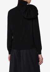 Moschino Flower Applique Wool High-Neck Sweater Black 09035401/R_MOSCH-0555