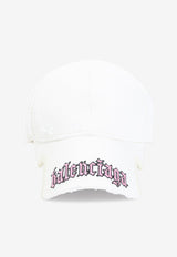 Distressed Logo-Embrodiered Baseball Cap