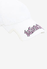 Distressed Logo-Embrodiered Baseball Cap