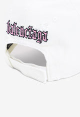 Distressed Logo-Embrodiered Baseball Cap