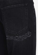 Distressed Straight-Leg Jeans