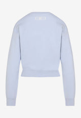 Logo-Jacquard Cropped Sweater in Wool Blend