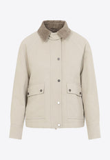 Corduroy-Collar Short Parka